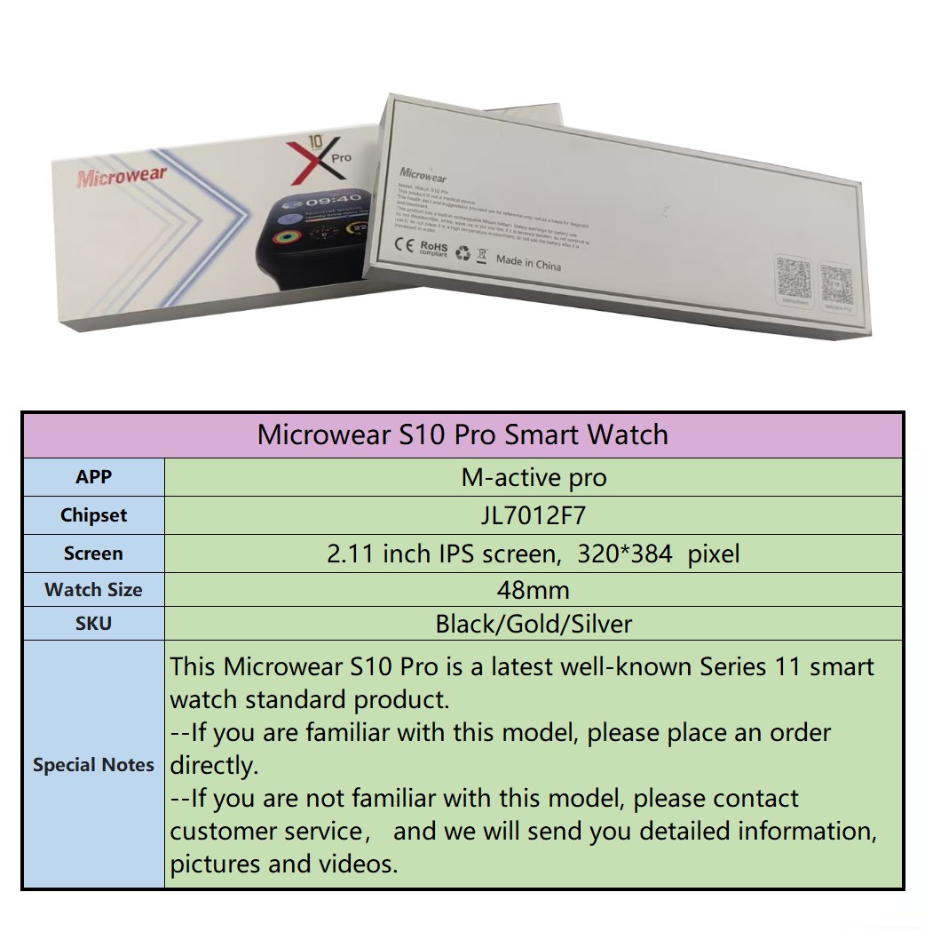 Smartwatch M Active - IP68防水 S10proスマートウォッチ 48mmボディサイズ Microwearシリーズ10 11 S10P