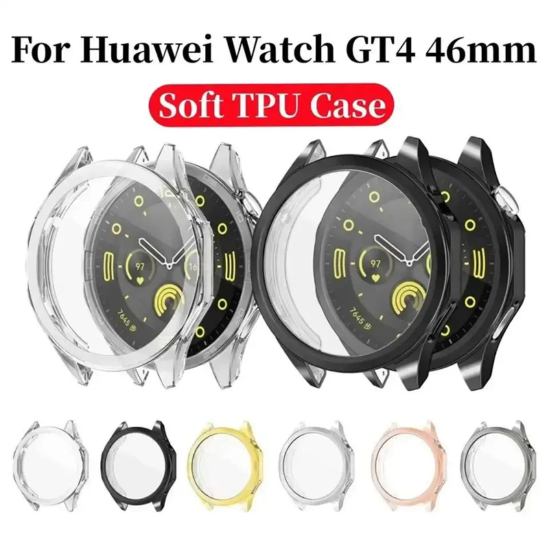 Watch Case Bumper - Huaweiウォッチスクリーンプロテクター,携帯電話保護ケース,引っかき傷防止,柔らかく,耐衝撃性,46mm