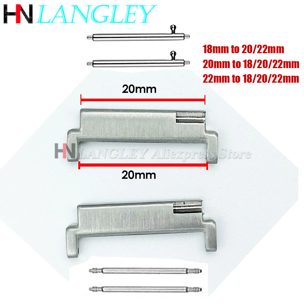 Watch Band Connector - 1 ペアストラップメタルアダプター 18mm から 20/22mm、20mm から