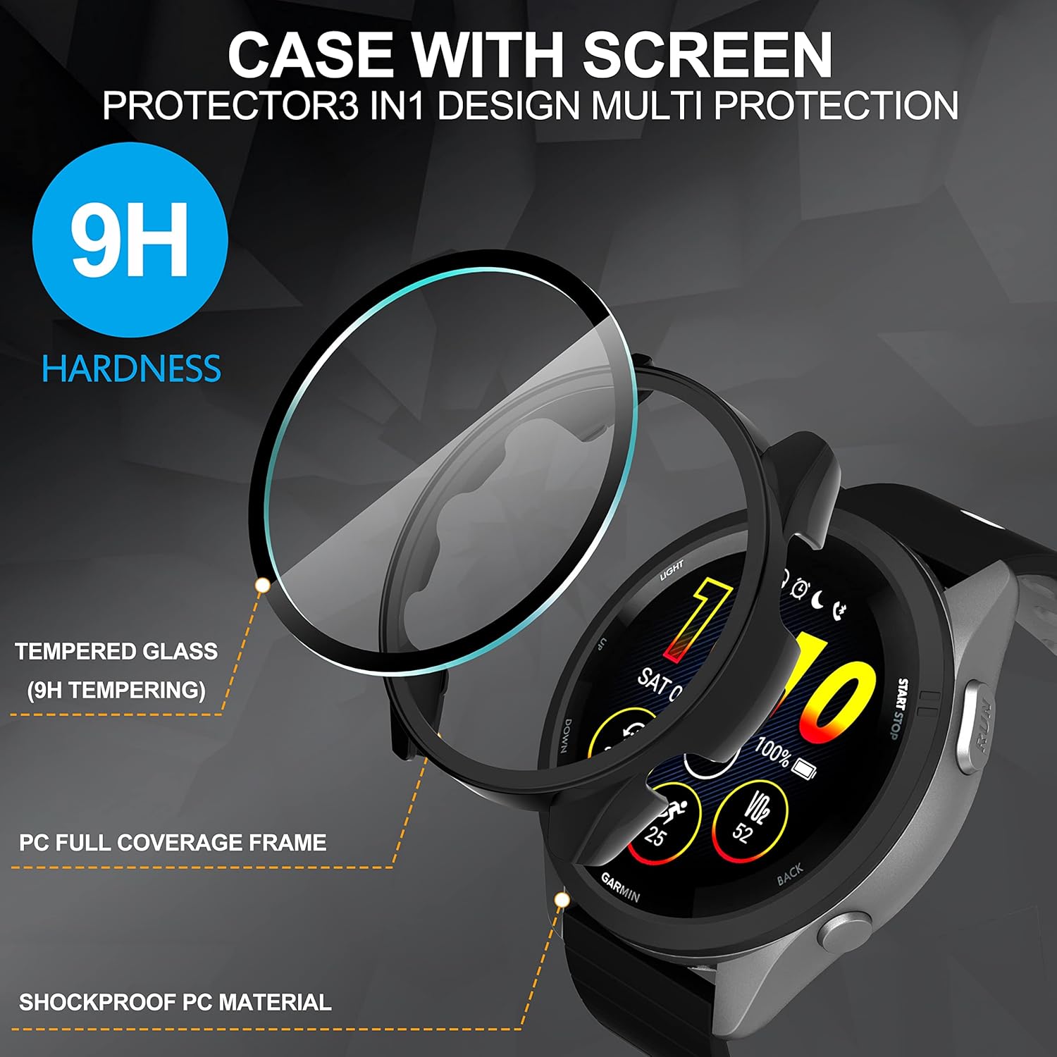 強化ガラス + PC ケースガーミンフォアランナー 265  - Watch Case Bumper のレビューと価格