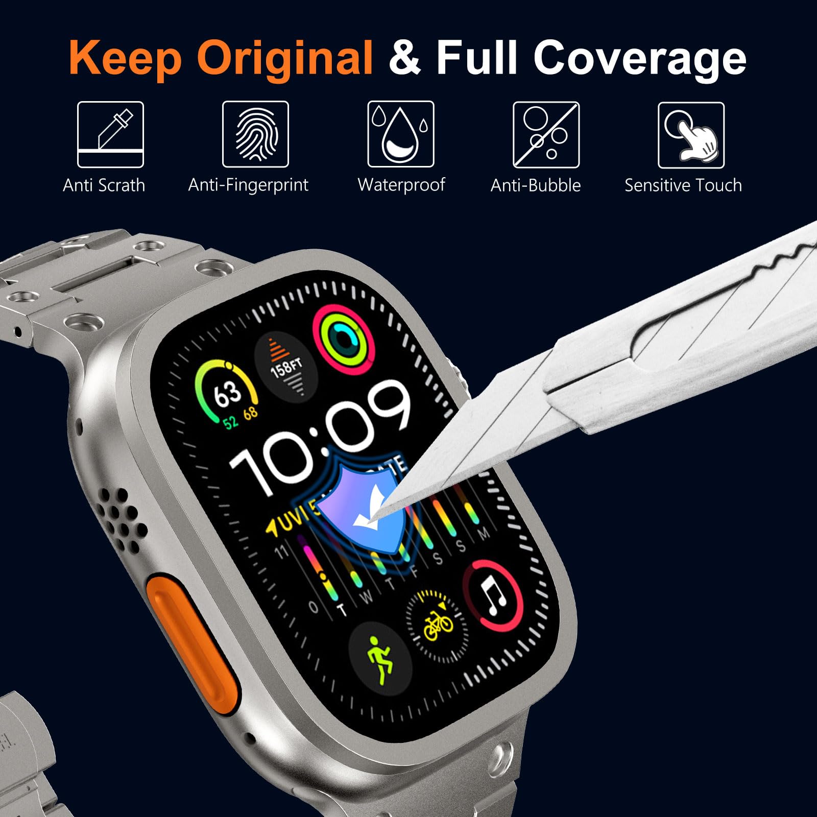 Apple Watch用の傷防止強化ガラス,チタンメタルフレ - Apple Smartwatch Accessories のレビューと価格