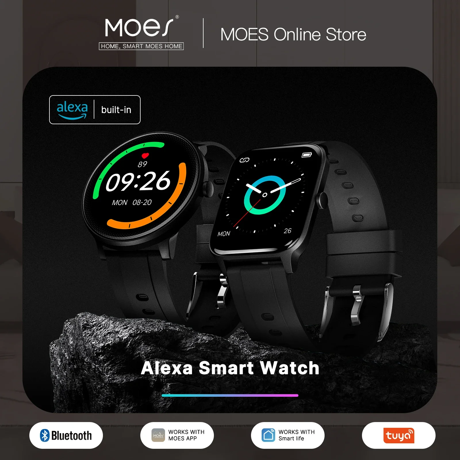 Moes-フィットネストラッカー内蔵のスマートウォッチ、心拍 - Smartwatch Touch のレビューと価格
